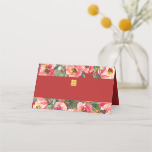 Carte De Placement Arrière - plan rose double bonheur symbole