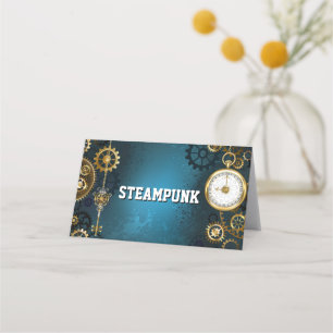Carte De Placement Arrière - plan turquoise à vapeur avec engrenages