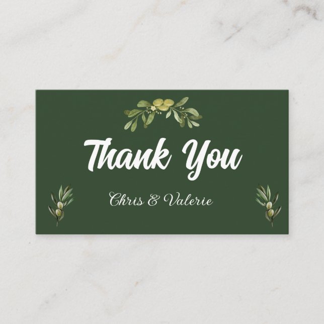 Carte De Placement Autocollant vert olive moderne (Devant)