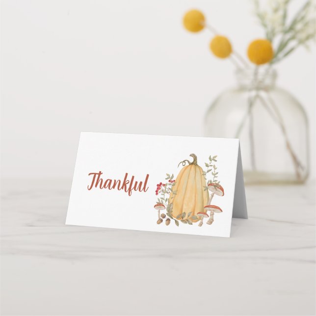 Carte De Placement Automne Automne Citrouille Floral Thanksgiving (Devant)