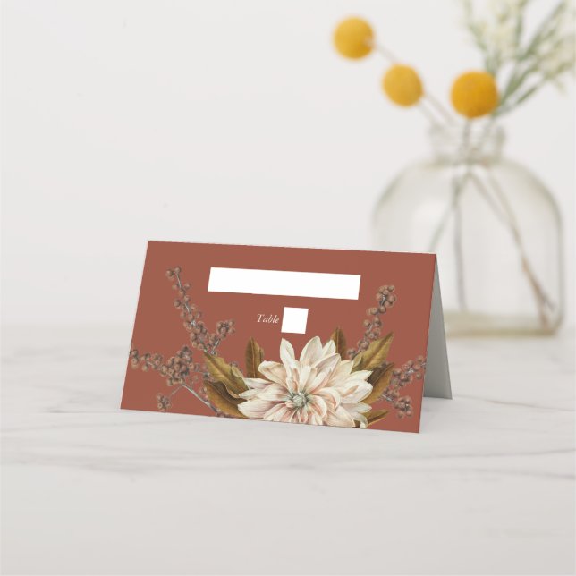 Carte De Placement Automne Floral Terracotta Mariage de automne d'aqu (Devant)