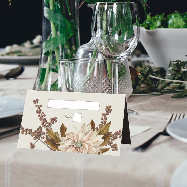 Carte De Placement Automne Floral Tones Terre Aquarelle Mariage de au (Autumn Floral Earthy Tones Watercolor Fall Wedding Place Card)