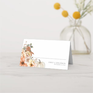 Carte De Placement Automne Florals Nom du Citrouille Date Mariage