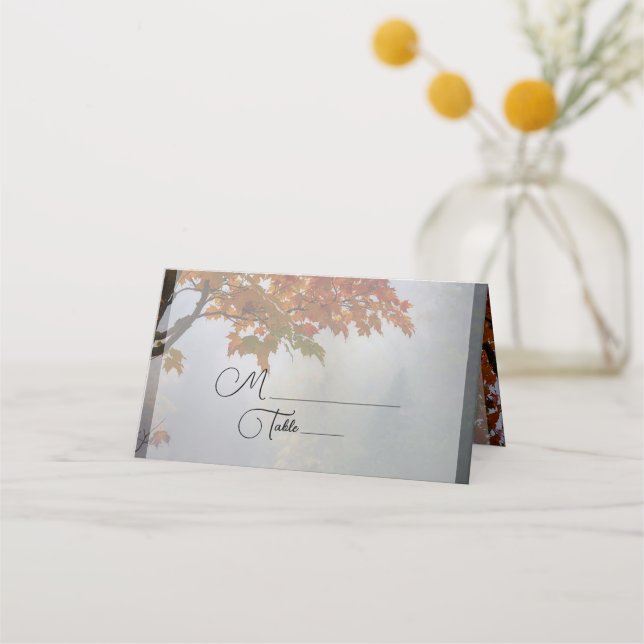 Carte De Placement Automne laisse Rustique Mariage Place Card (Devant)