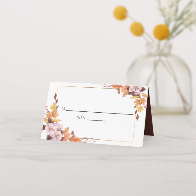 Carte De Placement Automne Mariage Floral Table Automne Script person (Devant)