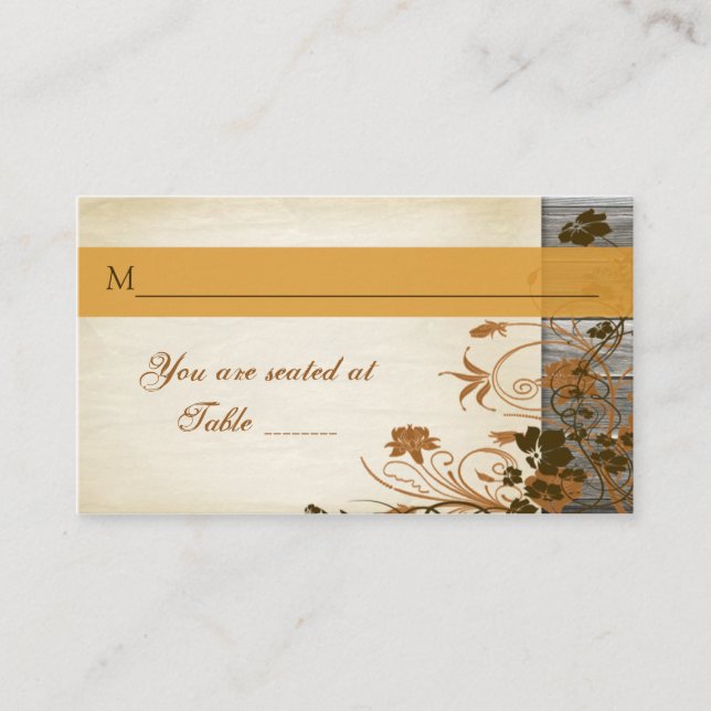Carte De Placement Autum Flowers, FAUX Mariage Place Card (Devant)