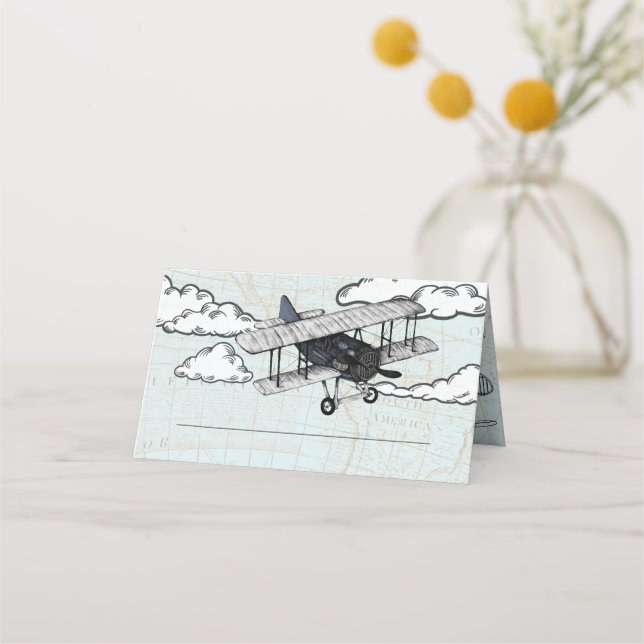 Carte De Placement Avion vintage | Voyage (Devant)