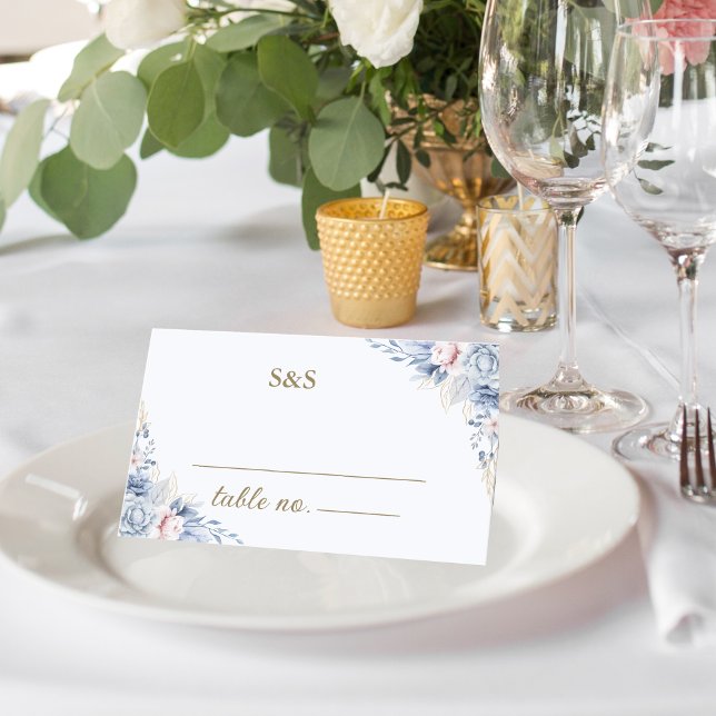 Carte De Placement Azure & Ivory Floral Romance Wedding  (Créateur téléchargé)