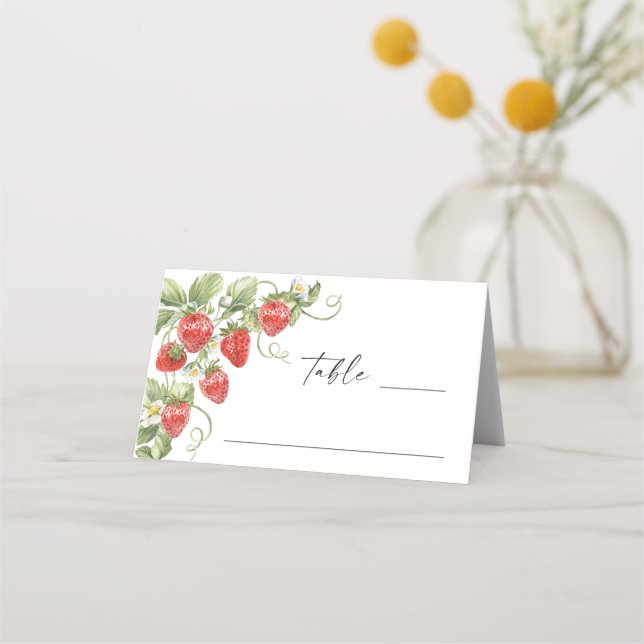 Carte De Placement Baby shower à l'aquarelle tendance Meadow Strawber (Devant)