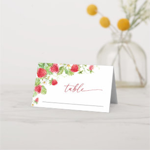 Carte De Placement Baby shower à l'aquarelle tendance Meadow Strawber