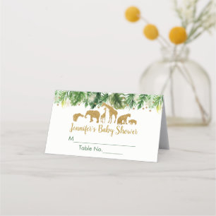 Carte De Placement Baby shower animal Gold Safari