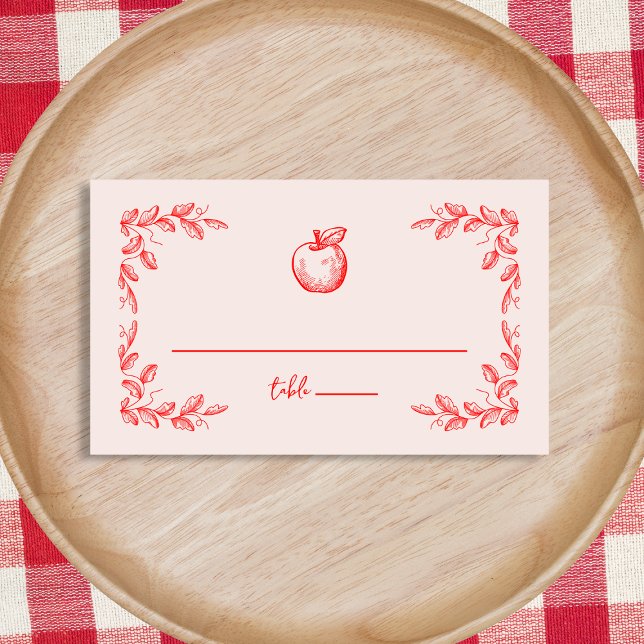 Carte De Placement Baby shower Automne Automne De La Main Tirée De Po (Apple Hand Drawn Fall Autumn Baby Shower Place Card)