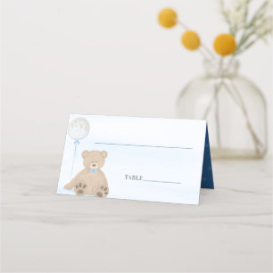 Carte De Placement Baby shower Bleu de l'ours en peluche