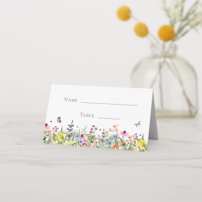 Carte De Placement Baby shower Boho Fleurs sauvages et papillons (Devant)
