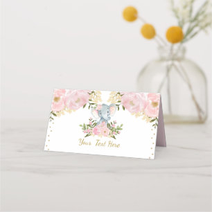 Carte De Placement Baby shower d'anniversaire Floral Elephant Pink Go