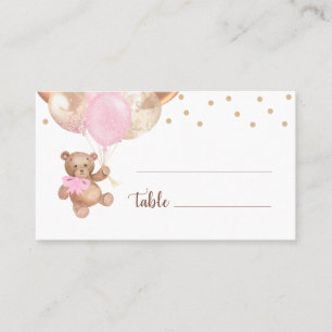 Carte De Placement Baby shower de balles or Rose Teddy Bear