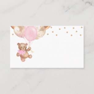 Carte De Placement Baby shower de balles or Rose Teddy Bear