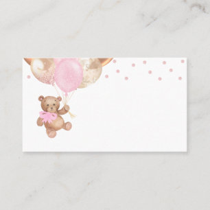 Carte De Placement Baby shower de balles or Rose Teddy Bear