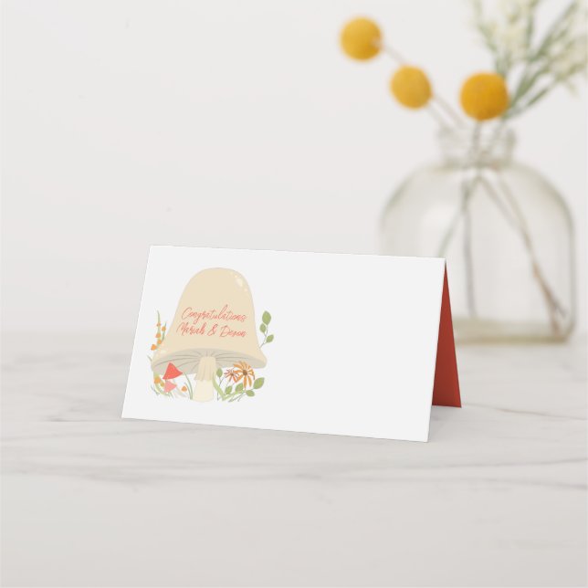 Carte De Placement Baby shower de champignons des bois (Devant)