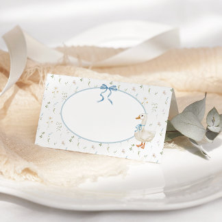 Carte De Placement Baby shower de Fleur sauvage d'oie bleu Bow