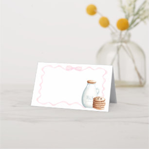 Carte De Placement Baby shower de lait et de biscuits roses