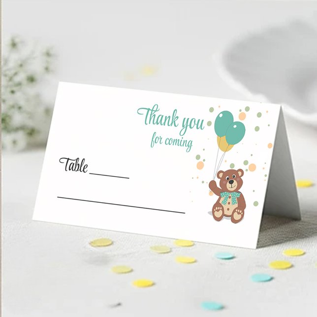 Carte De Placement Baby shower de l'ours en peluche neutre pour le ge (Créateur téléchargé)