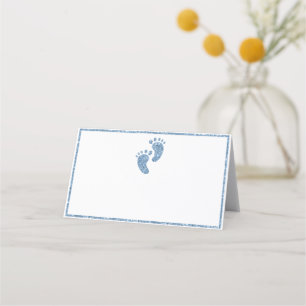 Carte De Placement Baby shower de Parties scintillant Bleu Pieds bébé