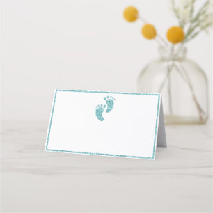 Carte De Placement Baby shower de Parties scintillant Turquoise Pieds