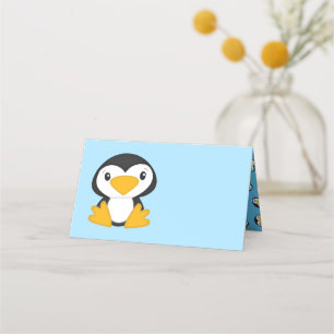 Carte De Placement Baby shower de pingouin bleu