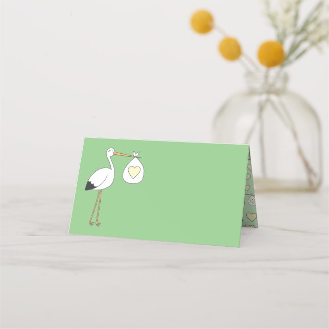 Carte De Placement Baby shower de source de la cigogne (Devant)