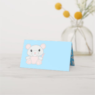 Carte De Placement Baby shower de souris bleu