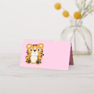 Carte De Placement Baby shower de tigre Safari fille rose