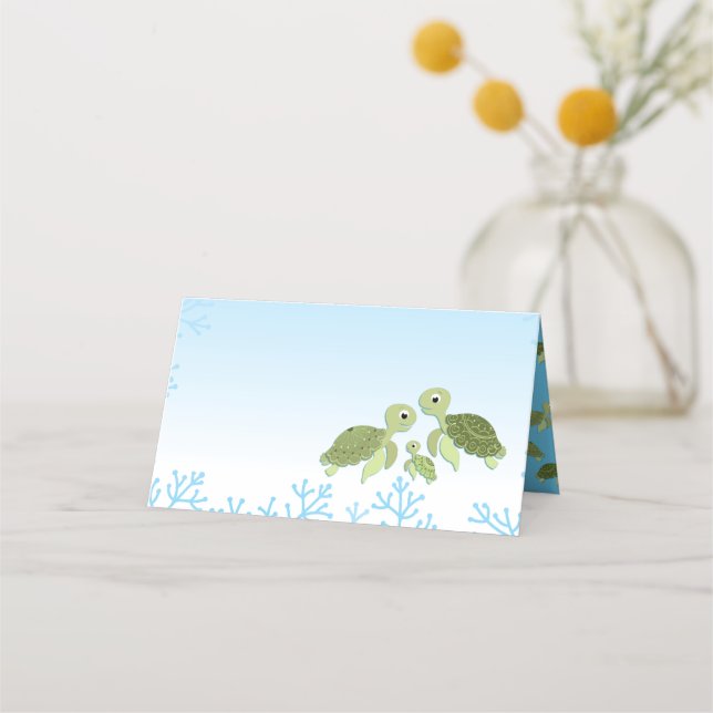 Carte De Placement Baby shower de tortue de mer Co-Ed Genre Neutre (Devant)