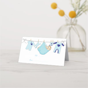 Carte De Placement Baby shower d'illustration bleu clair