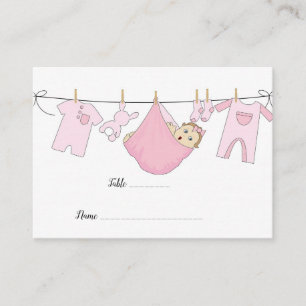 Carte De Placement Baby shower d'illustration rose mignonne