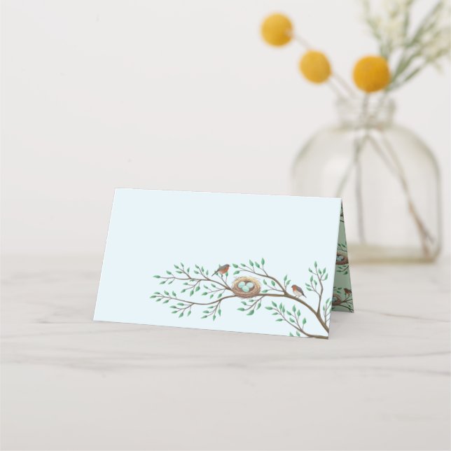 Carte De Placement Baby shower d'oiseaux Printemps (Devant)