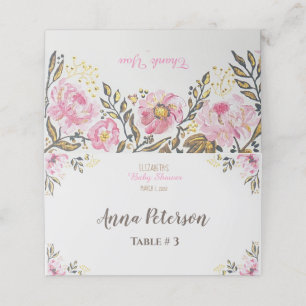 Carte De Placement Baby shower d'or Floral Rose Carte Place