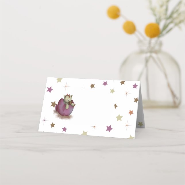 Carte De Placement Baby shower fille Dinosaur mignon (Devant)