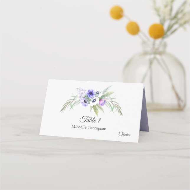 Carte De Placement Baby Shower Fleur Violet Poussiéreux (Devant)