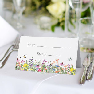 Carte De Placement Baby Shower Fleurs Sauvages & Papillons
