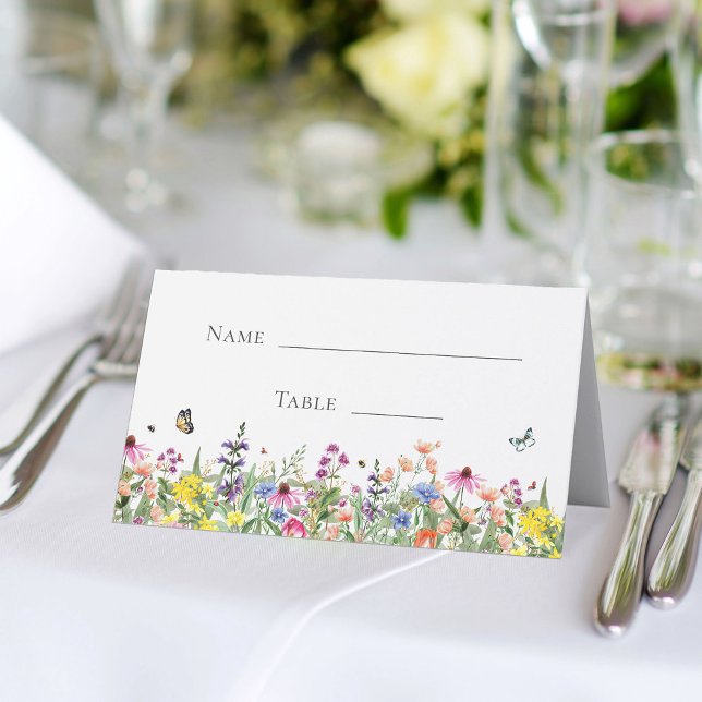 Carte De Placement Baby Shower Fleurs Sauvages & Papillons (Créateur téléchargé)