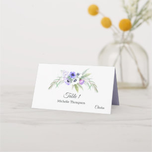 Carte De Placement Baby Shower Fleurs Violet Poussiéreux