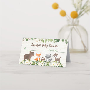 Carte De Placement Baby shower Floral animal forestier