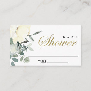 CARTE DE PLACEMENT BABY SHOWER FLORAL FLORAL EN IVOIRE DOUX