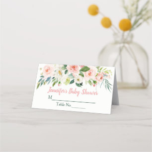 Carte De Placement Baby shower floral rose pâle