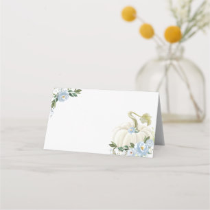 Carte De Placement Baby Shower Garçon Fleurs de Citrouille Bleu Pouss