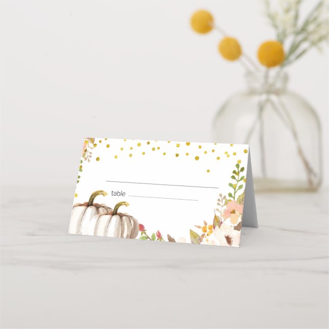 Carte De Placement Baby shower Gold citrouille Place (Devant)
