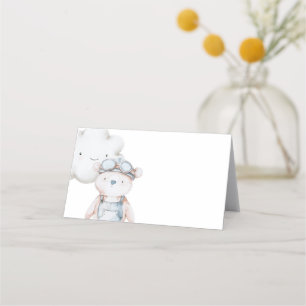 Carte De Placement Baby shower ou anniversaire d'avion et d'ours en p