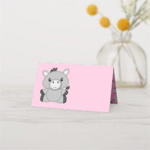 Carte De Placement Baby shower rose âne
