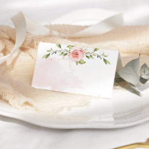 Carte De Placement Baby shower rose vif élégant rose